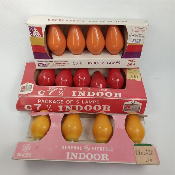 Vintage Christmas Bulbs In Original Box Set Of 3 GE Woolworths & Kmart 1970s - Picture 2 of 10